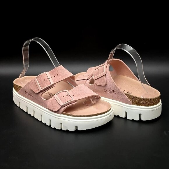 Papillio by Birkenstock Two-Strap Arizona Chunky Pink Sandals Women's Size 7 - Picture 9 of 12